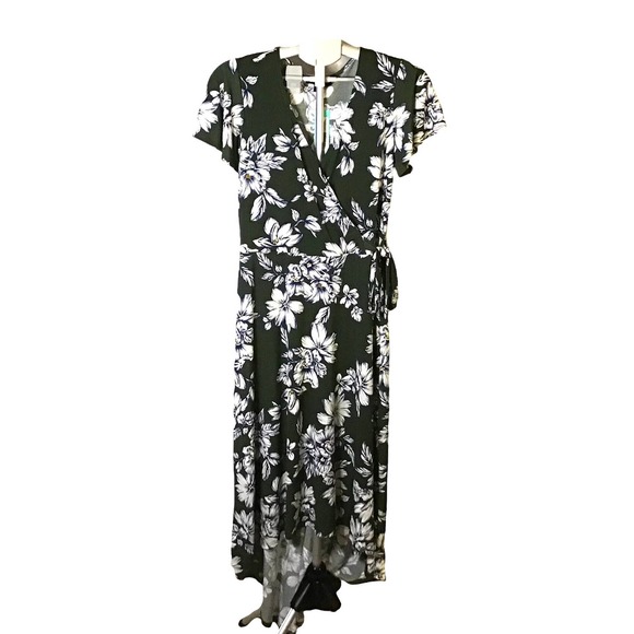 Fortune + Ivy Irene Green Floral Faux Wrap Maxi Dress Women’s SZ L - Picture 3 of 7